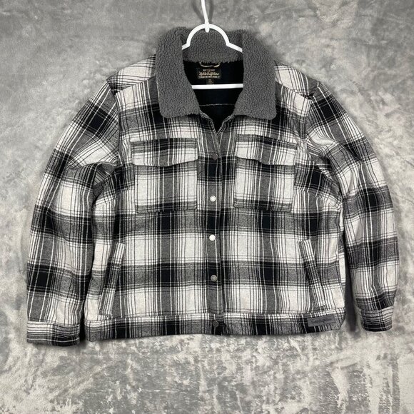 Noble Outfitters Mens‎ XXL Plaid Fleece-Lined Jacket Black & White Boxy - Picture 1 of 8